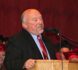 Commencement speaker Dave Snodgrass, former principal and coach at Prairie.
