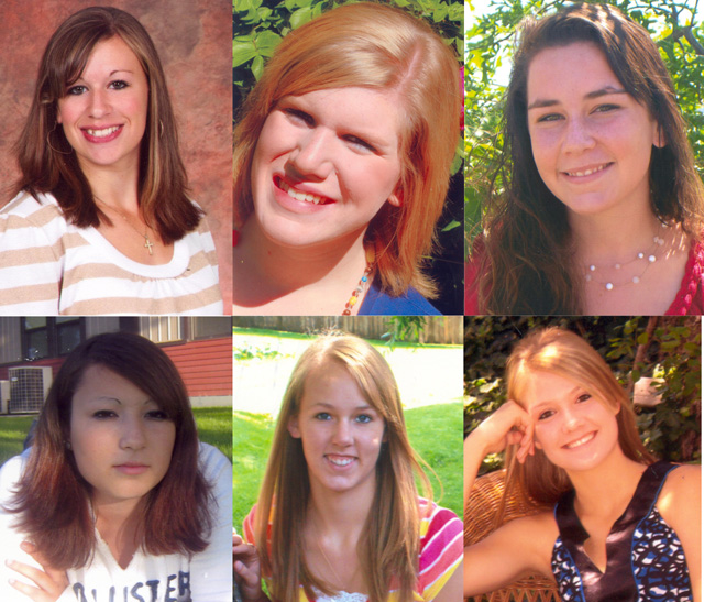 The six candidates for 2010 Idaho County Fair Queen Royalty. Clockwise from top left are Kristin Hill, Danielle Reuter, Cassandra Kaschmitter, Sheyenne Stewart, Jill Brouwer and  Mandee Prado.