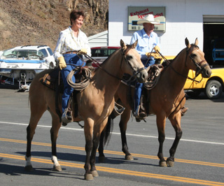 Grand marshals Betty and Chuck Mader rode on horseback through the parade.