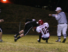 Derek Schaeffer sacks the Deary quarterback for a 12 yard loss.