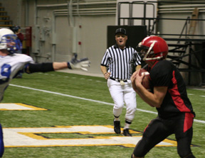David Sigler got behind the Raft River defender and was open in the end zone for Prairies second touchdown of the game.