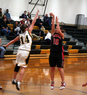 Megan Sigler shoots from the perimeter at Timberline.