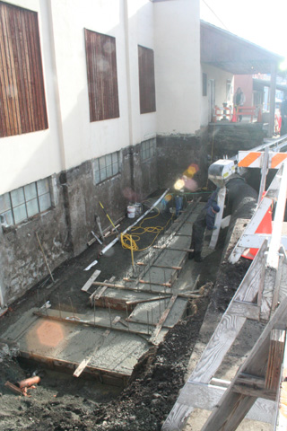 Riener Concrete was pouring footings for the new downstairs entryway to the Cottonwood Community Hall.