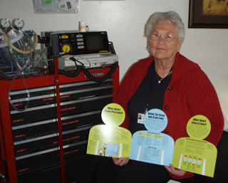 Mary Watson, RN, SMH Cardiac Rehab Coordinator, shows some of the handouts offered at their Open House on Wednesday, February 17th, National Heart Month.