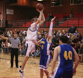 Dylan Prigge puts up a jump shot against Nezperce.