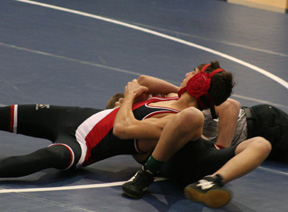 Shawn Seubert is close to pinning this opponent.