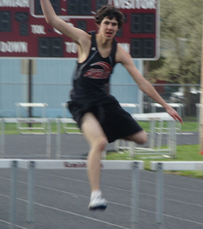 Ryan Dalgliesh in the boys 300 hurdles at Kamiah.