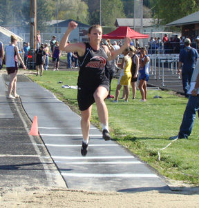 Kristin Hill took fourth place in the triple jump at the Lewis & Clark Nez Perce Games at Kamiah last Friday.