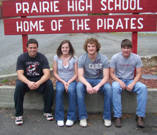 The PHS class of 2010 valedictorians and salutatorian are shown. From left are co-valedictorians Kyler Shumway, NaTosha Schaeffer and David Sigler and salutatorian Wyatt Williams.