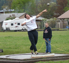 Kyler Shumway in the shot put at the Kamiah Invitational. He broke the school record last week at the White Pine Meet.