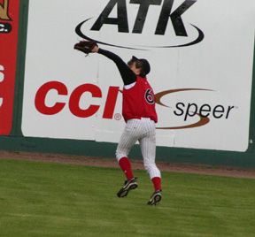 Justin Schmidt runs down a fly ball in centerfield against Potlatch.