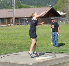 Mary Shears in the shot put. She qualified for state in both the shot put and discus.