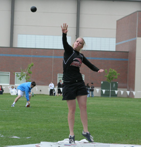 Mary Shears in the shotput competition.