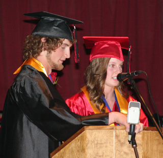 David Sigler and NaTosha Schaeffer combined on their Valedictory address.