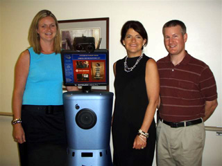 Casey Meza, CEO, St. Marys and Clearwater Valley Hospitals is pictured with one of the hospitals RP-7 robots and Lenne Bonner, CFO and Curtis Fryer, IT Telehealth coordinator. Meza was selected to receive the Idaho Hospital Associations Excellence in Patient Care Award.