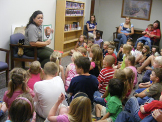 Vivian from Spaulding Park shared stories and interesting facts about Salmon with the children in the Summer Reading Program on June 24.