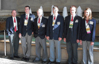 Shown are the Prairie TSA students at the National TSA Convention. From left are adviser Jerry Richards, D.J. Walker, Silas Whitley, Matt Jungert, Garrett Workman and Tyler Workman.