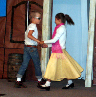 Kyle Frei and Grace VanGunten danced fifties style at the 2-Minute Talent Show.