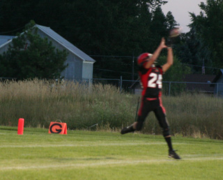 Justin Schmidt was wide open for this catch which he turned into a touchdown.