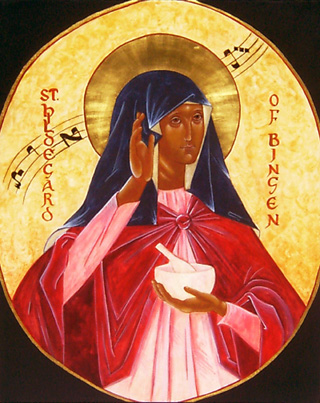 Hildegard of Bingen icon by Sister Carolyn Miguel of the Monastery of St. Gertrude.