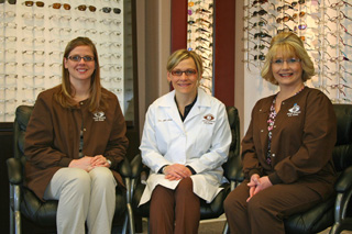 Dr. Jill Lane, Optometrist, Owner of Camas Prairie Eye Clinic in Grangeville, will begin seeing patients on Wednesdays at the SMH Cottonwood Clinic beginning November 10th.  She is pictured with Loni Cox, Optician, on the left and Sheri Northrup, technician, on the right.