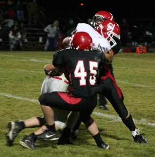 Garrett Schmidt makes one of his team high 10 tackles.