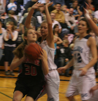 Tanna Schlader looks for an opening against Grangeville.