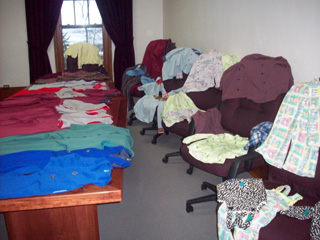 The board room filled with Sister Placida's creations.