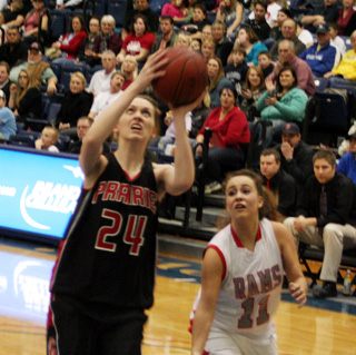 Kayla Johnson got inside the defense for a shot in the CV game.