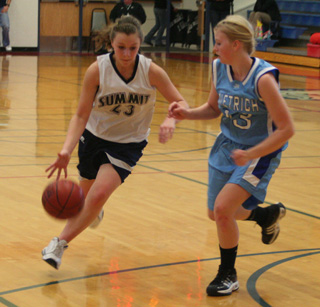Brooke Schumacher drives past a Dietrich defender.