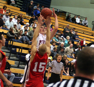 Seth Guyer rises up for a jumper in the C.V. game.