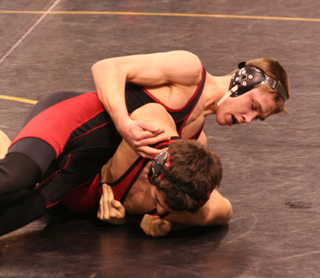 Kade Perrin attempts to pull his opponent over in an early round match.