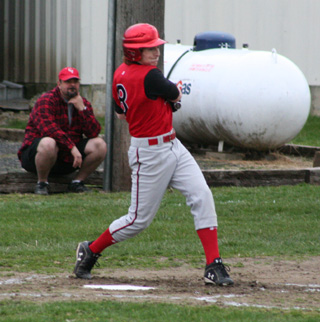 Troy Lorentz connects for one of his 4 hits at C.V. last Friday.