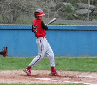 Clark Bruno takes a cut early in the game at Orofino.