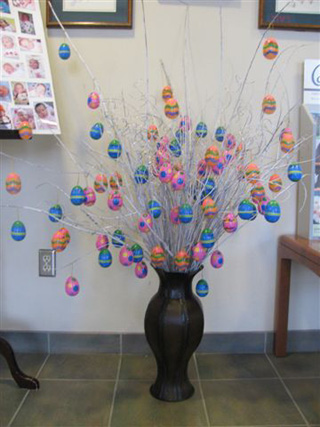 The Easter Tree of Life is on display in the Cottonwood Medical Clinic. It features colorful eggs with the name of each baby born at SMH during 2010.
