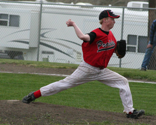 Silas Whitley appears to be tossing a curveball during his 3-hitter against Highland last week.