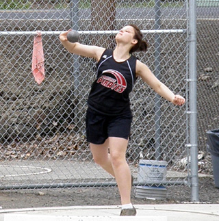 Stephanie Gimmeson in the shot put competition.