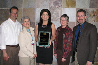 St. Marys and Clearwater Valley Hospitals and Clinics and were named the Outstanding Rural Health Organization for 2011. Dr. Michael Meza; Kris Sparks, NRHA President; Casey Meza, CVHC/SMHC CEO; Pam McBride, Grants Officer and Dr. David Schmitz, Associate Director of Rural Family Medicine, Family Medicine Residency of Idaho are pictured with the award at the recent NRHA conference.
