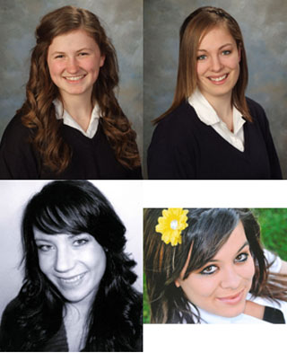 Shown clockwise from top left are Rachel Wemhoff, Jamie Chmelik, Avery Russell and Mikel Harrington.