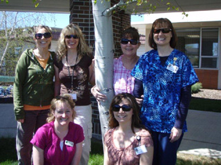 The July 19th SMHC Ladies Night Out planners prepare for the Fun in the Sun theme. Back row (l-r) Lisa Hasselstrom, Kelly Williams, Kelly Sheppard, LeAnn Bovey. Front row: Cara Uhlenkott and Kim Stubbers.