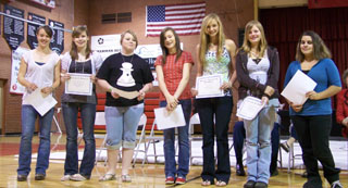 Quilting class award winners from left are Monica Lustig, Samantha Keating, Michaela Walsh, Jacey Langston, Lindsay Heitman, Kelsey Tidwell and Cassie Temes. Photo provided by PHS.