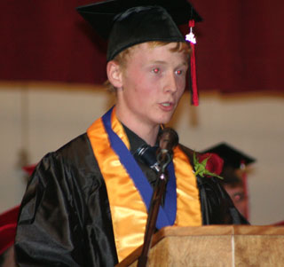 Silas Whitley gives the valedictory address.