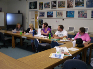 Several of the teachers involved in the training on blended curriculums are shown. From left are Laurie Karel, Renee Eckert, Krystal Ellis, Ryan Hasselstrom and Patty Hinkelman. Photo provided by Renee Forsmann