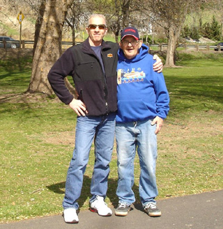Bill Shobe and Forest Beckwith (team coach) at the MS Walk in Clarkston, 2010.