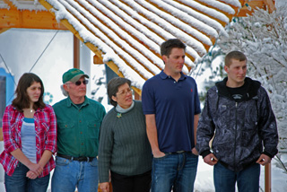 Dennis Sullivan and Frances Conklin with the family touring Dog Bark Park for the show MTV Cribs.