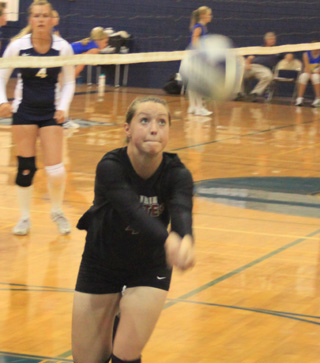 Megan Sigler makes a bump set in the Jamboree match against Grangeville last Tuesday.