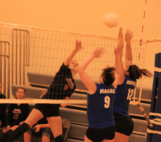 Tanna Schlader hits the ball against Orofino.