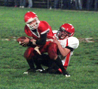 Dakota Wilson pulls down the CV quarterback for a huge loss on a 4th down play.