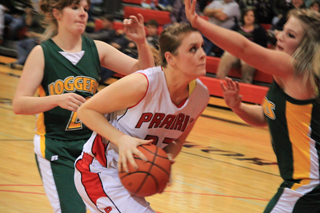 MeShel Rad looks to take a shot against Potlatch.