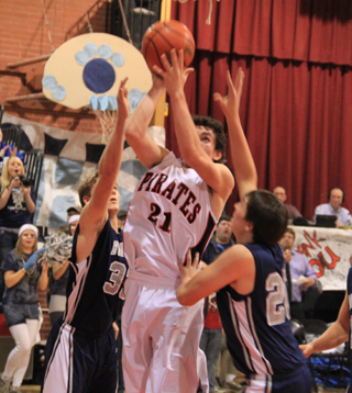 Seth Chaffee goes up for a shot in the Prairie boys opener against Grangeville.